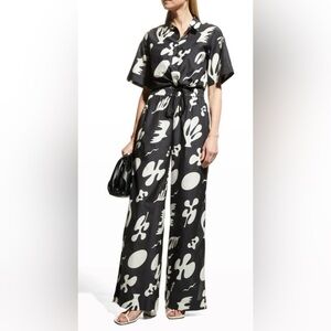 Frame Black & White Abstract Printed Set Crop Top & Flowy Pants | M